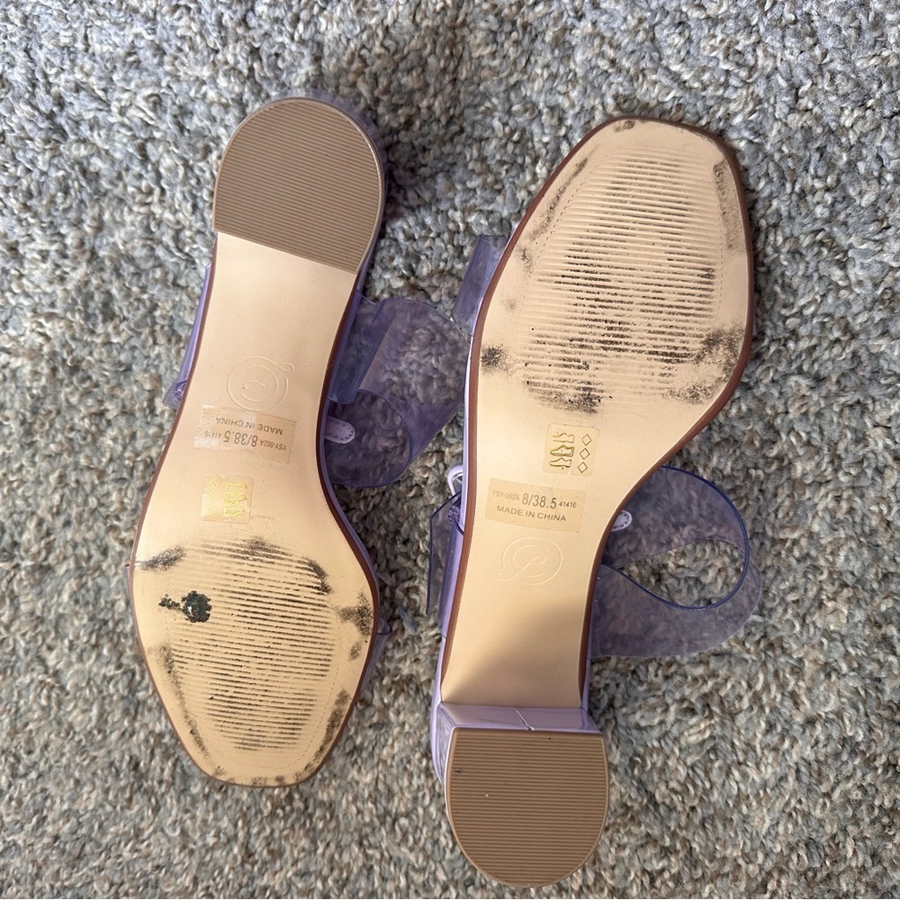 Nordstrom Chinese Laundry Yippy Sandal Purple Patent Clear Buckle Size 38.5 or 8 - Picture 3 of 5